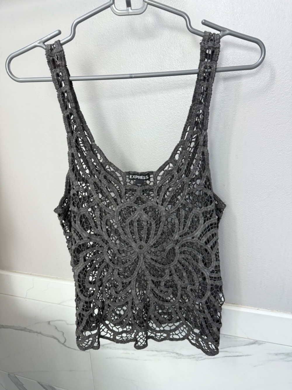 Express Charcoal Crochet Tank